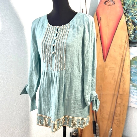 ⭐️BCBGMaxazria, Gorgeous Boho Pleated Tunic Top, Excellent Condition, Size S - Picture 5 of 12